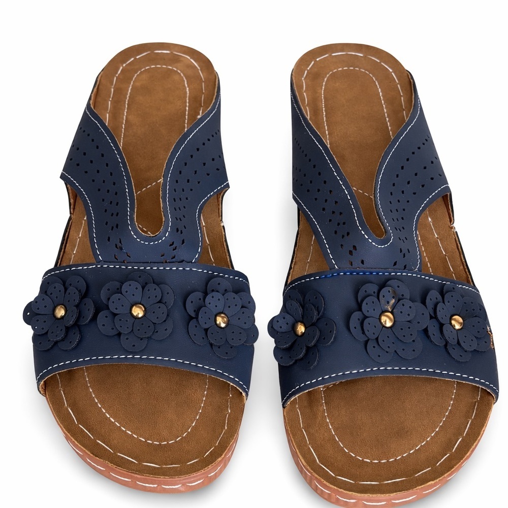 Women’s Navy Orthopedic Wedge Slide Sandals Euro 43 / US 12 Fits Lik 10.5-11z
. - Picture 3 of 5